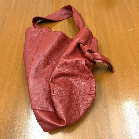 J.Jill Leather Hobo Slouch Tie Knot Large Red Handbag - Picture 15 of 16